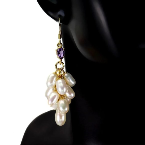 Pearl Earrings, Drop Dangle Earrings, Statement Earrings, Luxury Bridal Earrings - Picture 2 of 6